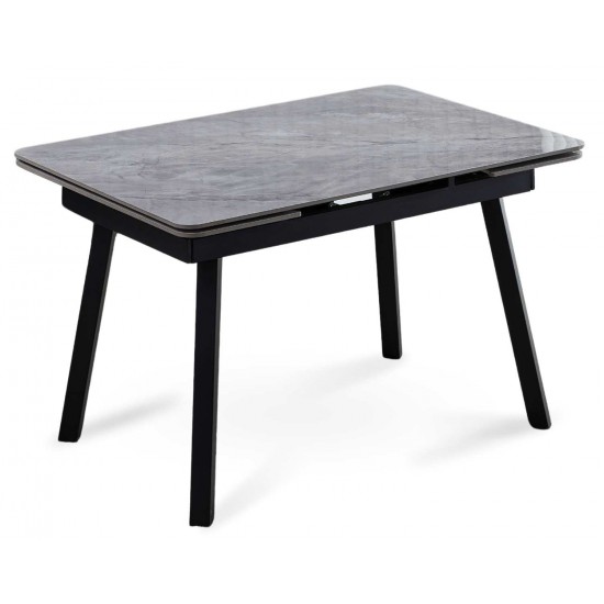 Стіл обідній розкладний MADRID CERAMIC 120(180)*85 сірий глянець / чорний каркас 1