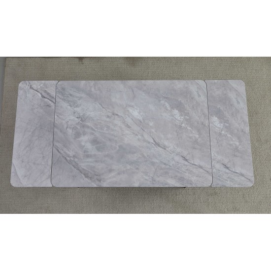 Стіл обідній розкладний MADRID CERAMIC 120(180)*85 сірий глянець / чорний каркас 4