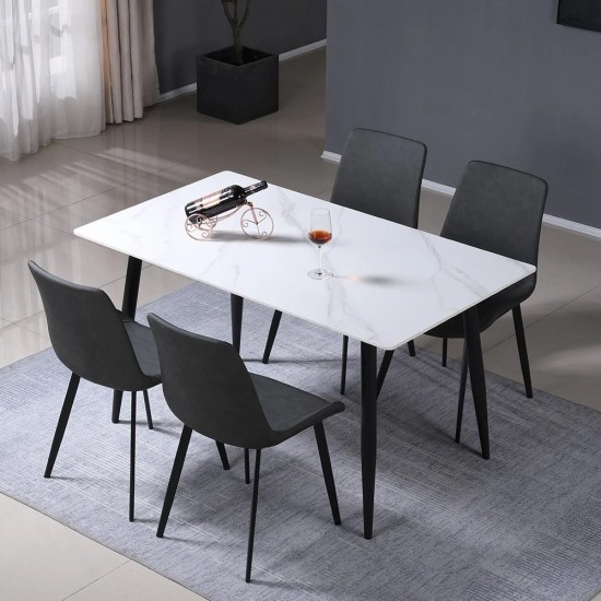 Стол обеденный SABA CERAMIC 130*70 белый глянец / черный каркас 7