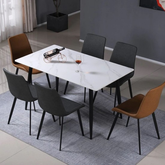 Стол обеденный SABA CERAMIC 130*70 белый глянец / черный каркас 6