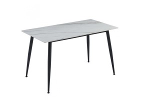 Стол обеденный SABA CERAMIC 130*70 белый глянец / черный каркас