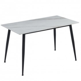Стол обеденный SABA CERAMIC 130*70 белый глянец / черный каркас