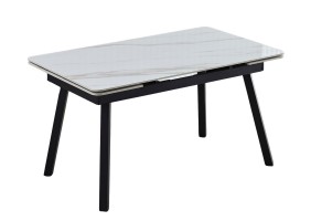 Стол обеденный раскладной MADRID CERAMIC 140(200)*85 белый глянец / черный каркас