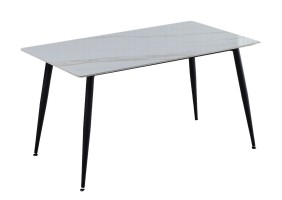 Стол обеденный KING CERAMIC 140*80 белый глянец/черный мат