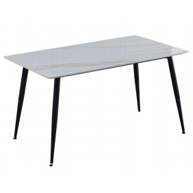 Стол обеденный KING CERAMIC 140*80 белый глянец/черный мат