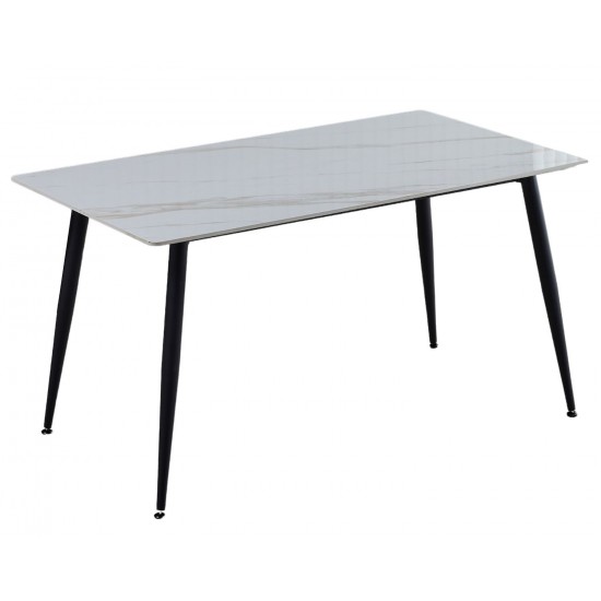 Стол обеденный KING CERAMIC 140*80 белый глянец/черный мат 1