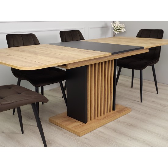 Стол обеденный раскладной TREND D-C MAX 160(210)x90 Дуб крафт золотой / Черный 16