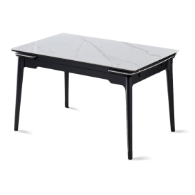 Стол обеденный раскладной BONN CERAMIC 130(180)*80 белый глянец/черный каркас