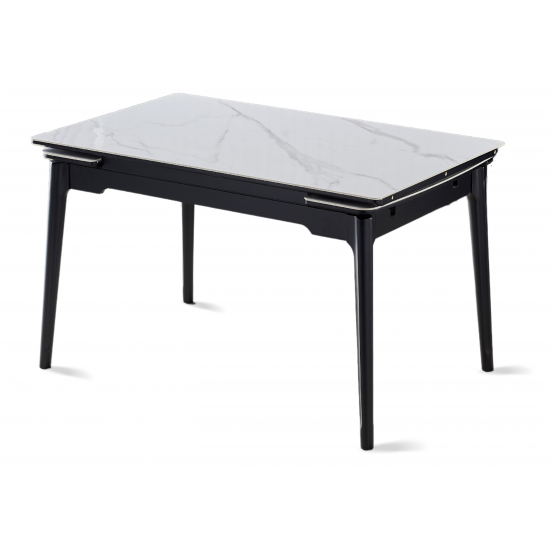 Стол обеденный раскладной BONN CERAMIC 130(180)*80 белый глянец/черный каркас 1