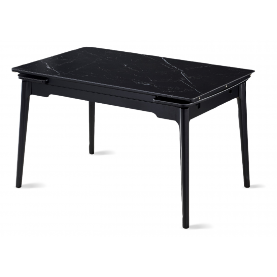 Стіл обідній розкладний BONN CERAMIC 130(180)*80 чорний мат/чорний каркас 1