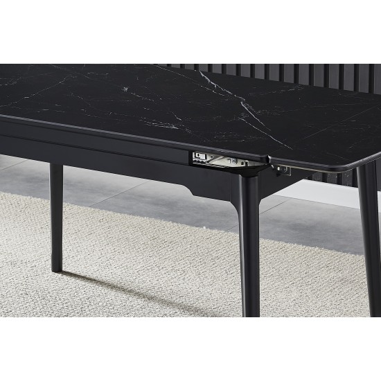 Стіл обідній розкладний BONN CERAMIC 130(180)*80 чорний мат/чорний каркас 7