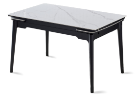 Стол обеденный раскладной BONN II CERAMIC 140(200)*90 белый глянец/черный каркас