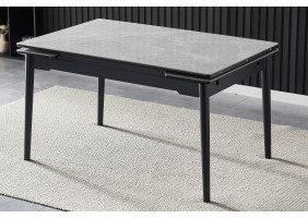 Стол обеденный раскладной BONN II CERAMIC 140(200)*90 серый глянец/черный каркас