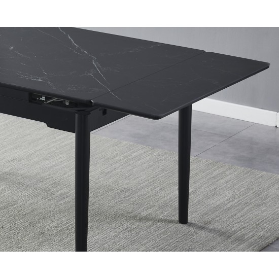Стол обеденный раскладной BONN II CERAMIC 140(200)*90 черный мат/черный каркас 4