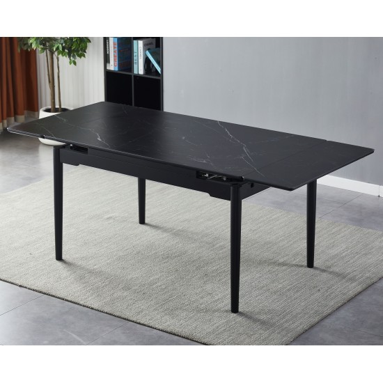 Стол обеденный раскладной BONN II CERAMIC 140(200)*90 черный мат/черный каркас 1