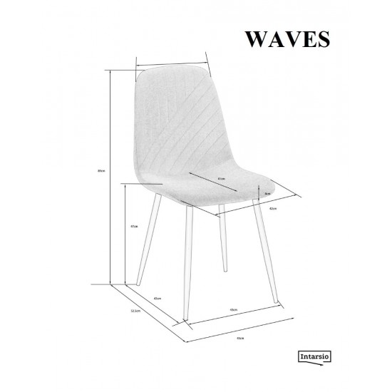 Стілець WAVES чорний каркас/сірий тк. 8