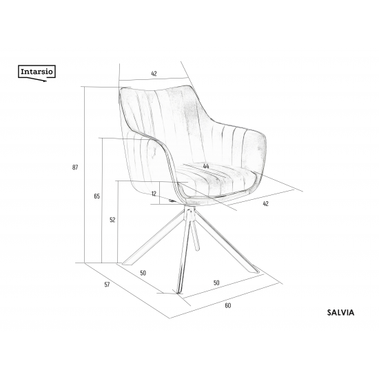 Стул кухонный SALVIA Черный каркас / Серый велюр с механизмом 180º 8