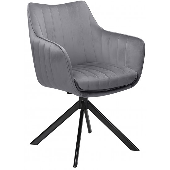 Стул кухонный SALVIA Черный каркас / Серый велюр с механизмом 180º 1
