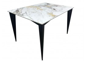 Стол NORMAN CERAMIC 120*90 gold Phoenix глянец / Черный каркас
