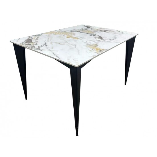 Стіл NORMAN CERAMIC 120*90 gold Phoenix глянець / Чорний каркас 1