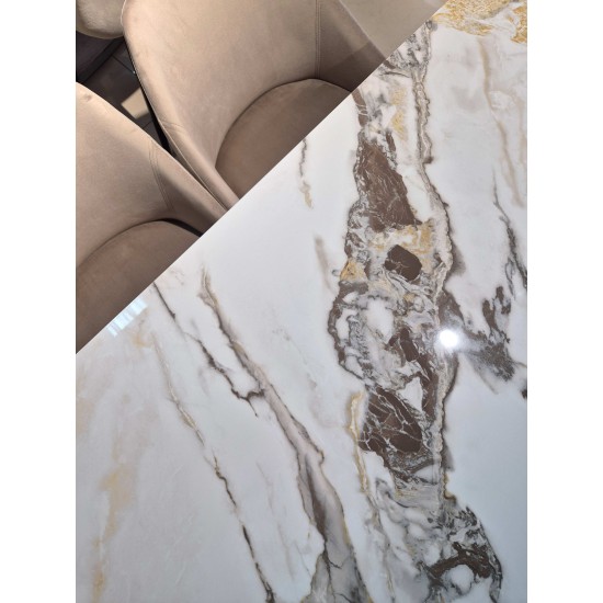 Стіл NORMAN CERAMIC 120*90 gold Phoenix глянець / Чорний каркас 7