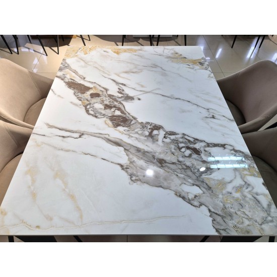 Стіл NORMAN CERAMIC 120*90 gold Phoenix глянець / Чорний каркас 8