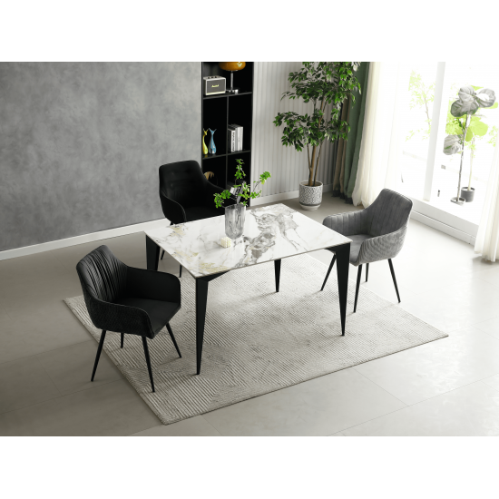 Стіл NORMAN CERAMIC 120*90 gold Phoenix глянець / Чорний каркас 5