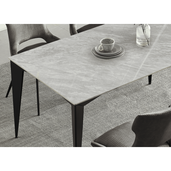 Стіл NORMAN CERAMIC 140*90 Muie White глянець / Чорний каркас 5