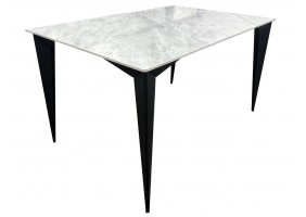 Стол NORMAN CERAMIC 140*90 Muie White глянец / Черный каркас