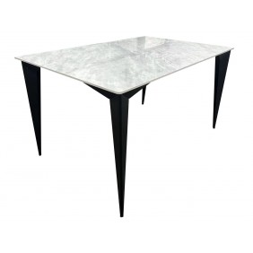 Стол NORMAN CERAMIC 140*90 Muie White глянец / Черный каркас