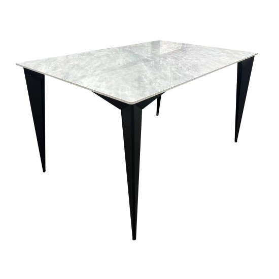 Стіл NORMAN CERAMIC 140*90 Muie White глянець / Чорний каркас 1