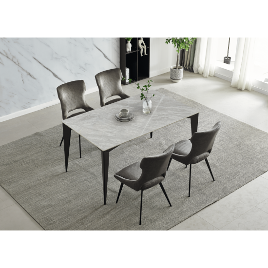 Стіл NORMAN CERAMIC 140*90 Muie White глянець / Чорний каркас 4