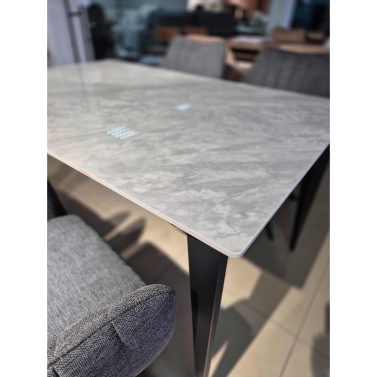 Стіл NORMAN CERAMIC 140*90 Muie White глянець / Чорний каркас 6