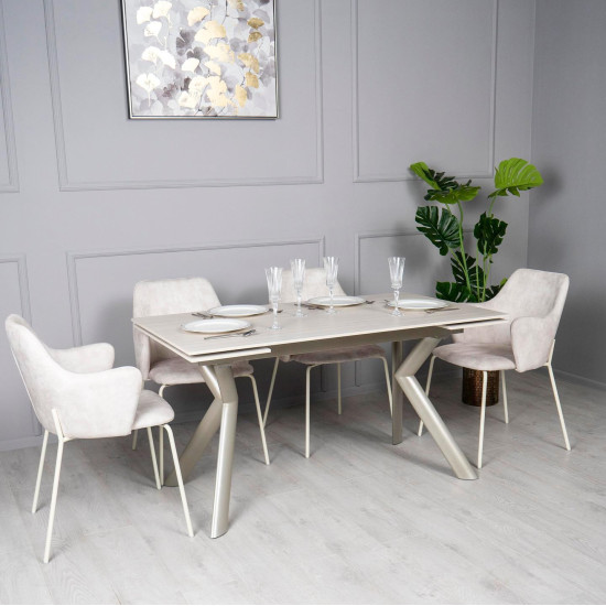 Стул Белла Металл сиденье Ткань 580x530x850 кремовый 4