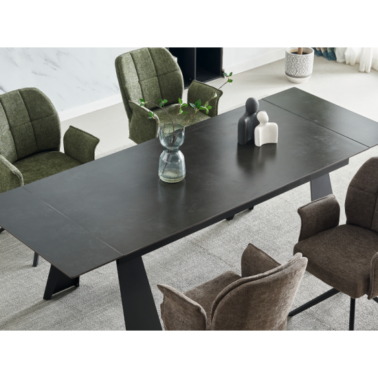 Стол раскладной керамический ARNOLD CERAMIC 180(240)*90 Wic dark grey мат / Черный каркас 4