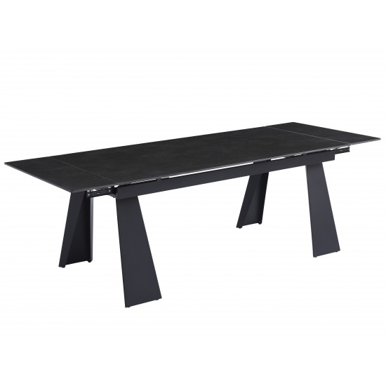 Стол раскладной керамический ARNOLD CERAMIC 180(240)*90 Wic dark grey мат / Черный каркас 2