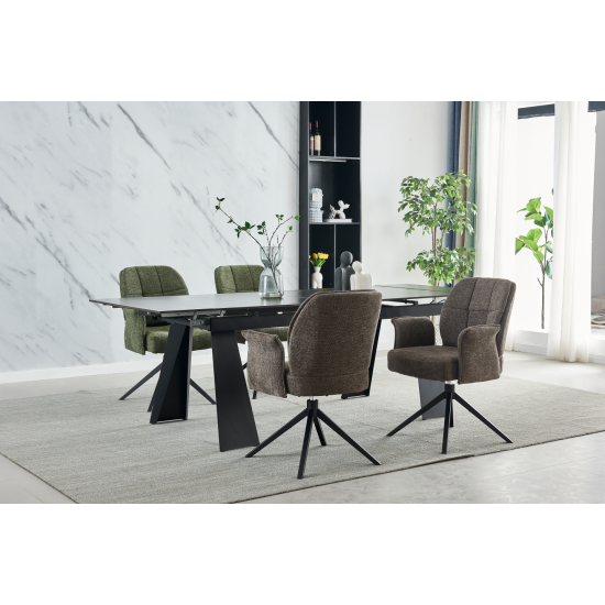 Стол раскладной керамический ARNOLD CERAMIC 180(240)*90 Wic dark grey мат / Черный каркас 5