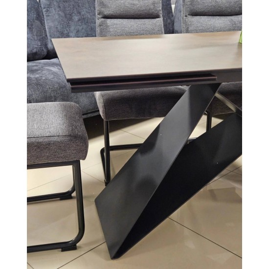 Стол обеденный раскладной WESTIN CERAMIC Бронзовый Ossido Bruno / Черный мат (160-240)X90 WESTINBROC160 9