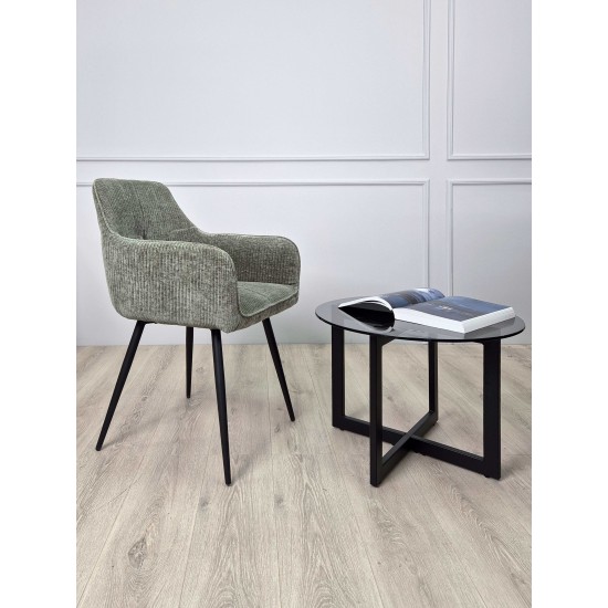 Стул кухонный Oliver Черный каркас / Зеленая ткань вельвет 6