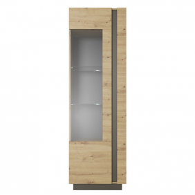 Витрина высокая Арко/Arco 1-дверная 1D1W/60 Дуб артизан/графит Ш60xВ194 см.