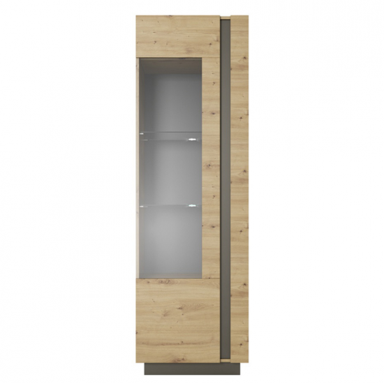 Витрина высокая Арко/Arco 1-дверная 1D1W/60 Дуб артизан/графит Ш60xВ194 см. 1