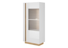 Витрина низкая Арко/Arco 1-дверная 1D1W/72 Белый глянец/дуб грандсон Ш72xВ154 см.