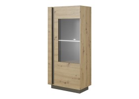 Витрина низкая Арко / Arco 1-дверная 1D1W/72 Дуб артизан/графит Ш72xВ154 см.