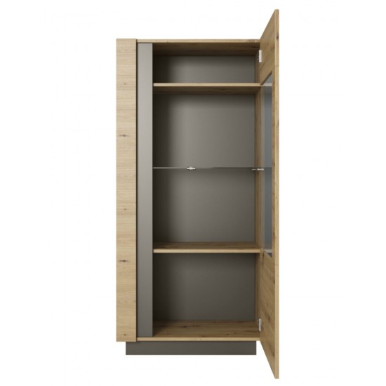 Витрина низкая Арко / Arco 1-дверная 1D1W/72 Дуб артизан/графит Ш72xВ154 см. 3