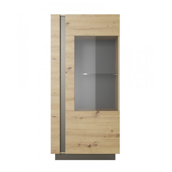 Витрина низкая Арко / Arco 1-дверная 1D1W/72 Дуб артизан/графит Ш72xВ154 см. 2
