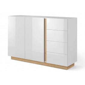 Комод Арко/Arco 2-дверный с 4 ящиками 2D4S/138 Белый глянец/дуб грандсон Ш138xВ91 см.