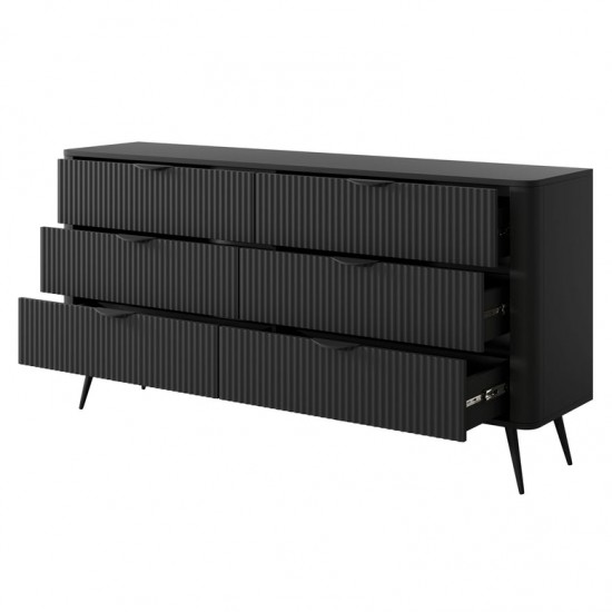 Комод Ланте/Lante с 6 ящиками 6S/163 Черный Ш163xВ81 см. 4