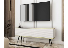 Тумба під телевізор Оро / Oro 2-дверна з чорними ніжками RTV135 MDF Білий Ш135xВ53 см.