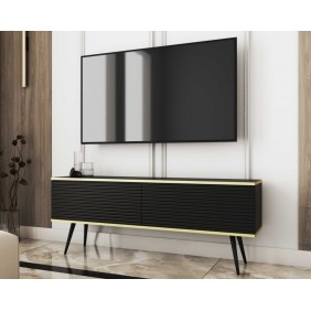 Тумба під телевізор Оро / Oro 2-дверна з чорними ніжками RTV135 MDF Чорний Ш135xВ53 см.
