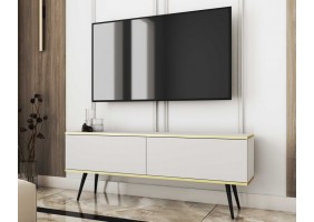 Тумба під телевізор Оро / Oro 2-дверна з чорними ніжками RTV135 Білий Ш135xВ53 см.